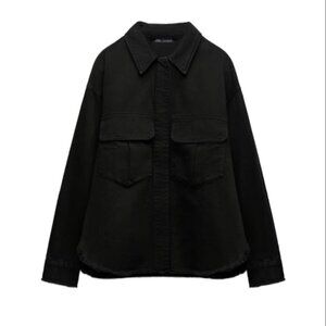 ZARA POCKET OVERSHIRT BLACK | 2674/714/800